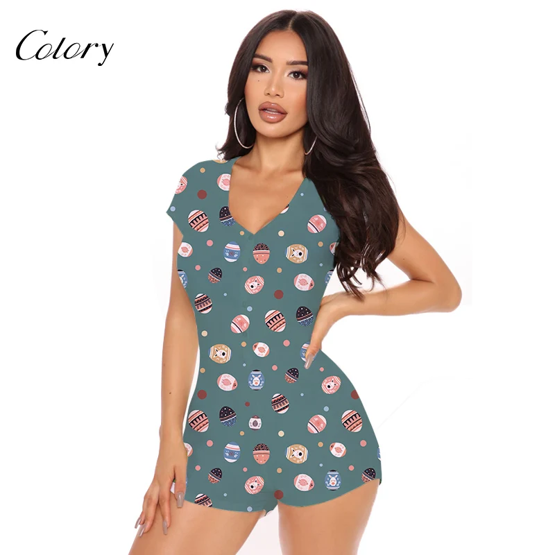 

Colory Plus Size Pajama Set Valentine Short Onesie Summer Tops Women, Picture shows