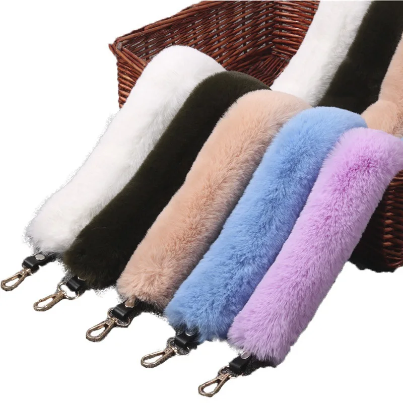 

Women Plush Bag Straps Replacement Strap Short Handles Shoulder Handbag Strap Belt Faux Fur Bag Handle Belts Bag Accessories