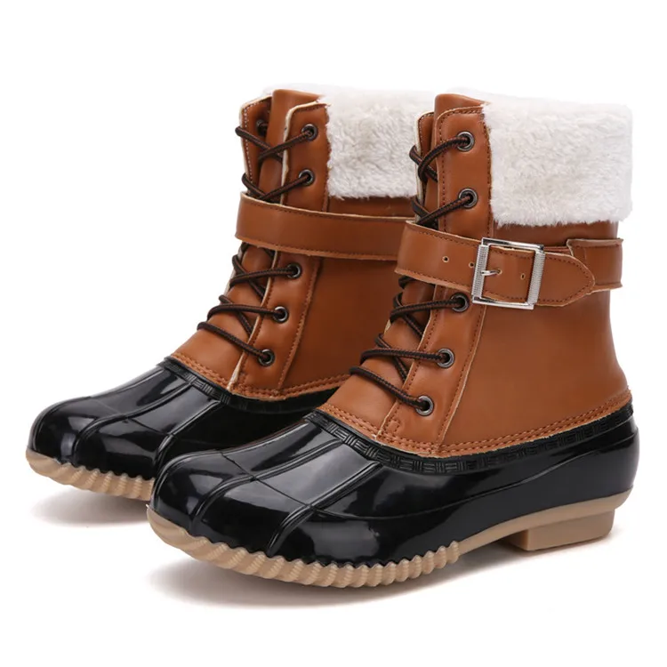 

Winter Outdoor Large Size Women'S High-Top Plus Velvet Cotton Warm Duck Hunting Shoes Waterproof Snow Boots