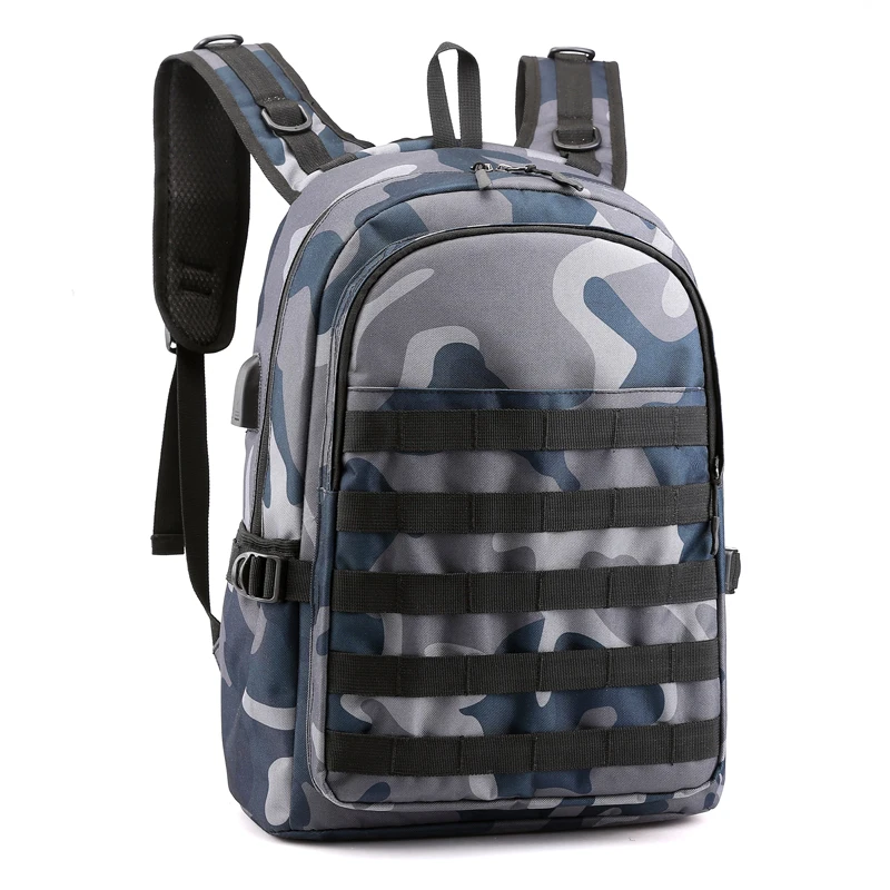 

PUBG Backpack Men School Bag Mochila Pubg Battlefield Infantry Pack Camouflage Travel Canvas USB Headphone Back Back Knapsack, Three colors