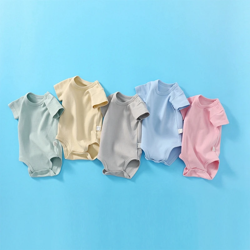 

Good Sell 100% Natural Cotton Plain Cute Organic Cotton summer Baby Romper
