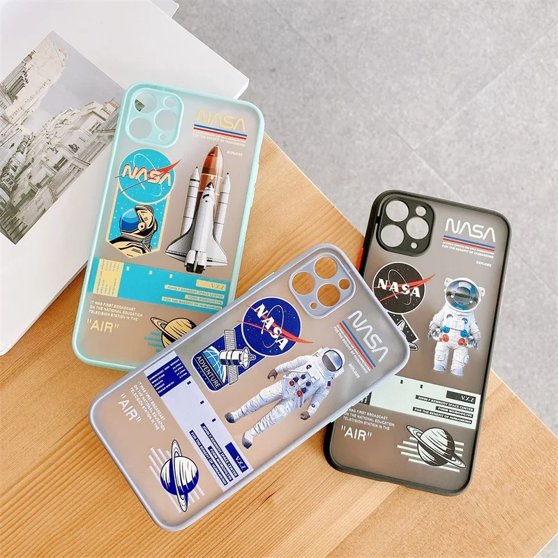 

Space Exploration Nasa Spaceman Pattern Translucent Matte TPU PC Case for iPhone 11 Pro X XS Max 7 8 Plus