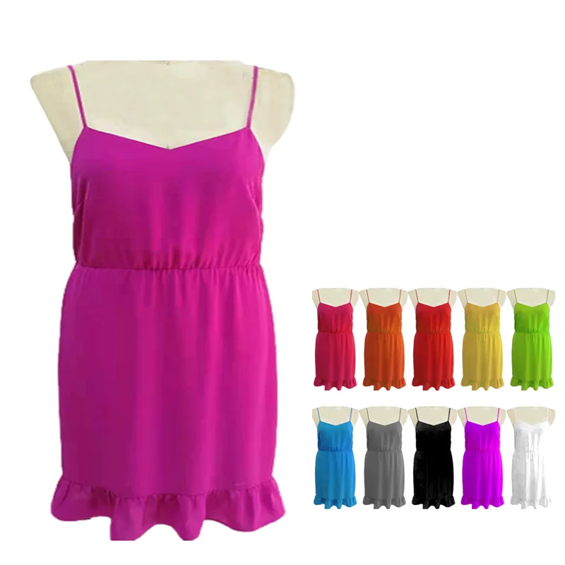 

2021 High Quality Sleeveless Slip Long Dress Solid Ruffled Maxi Dress Elegant Clothes, Customized color