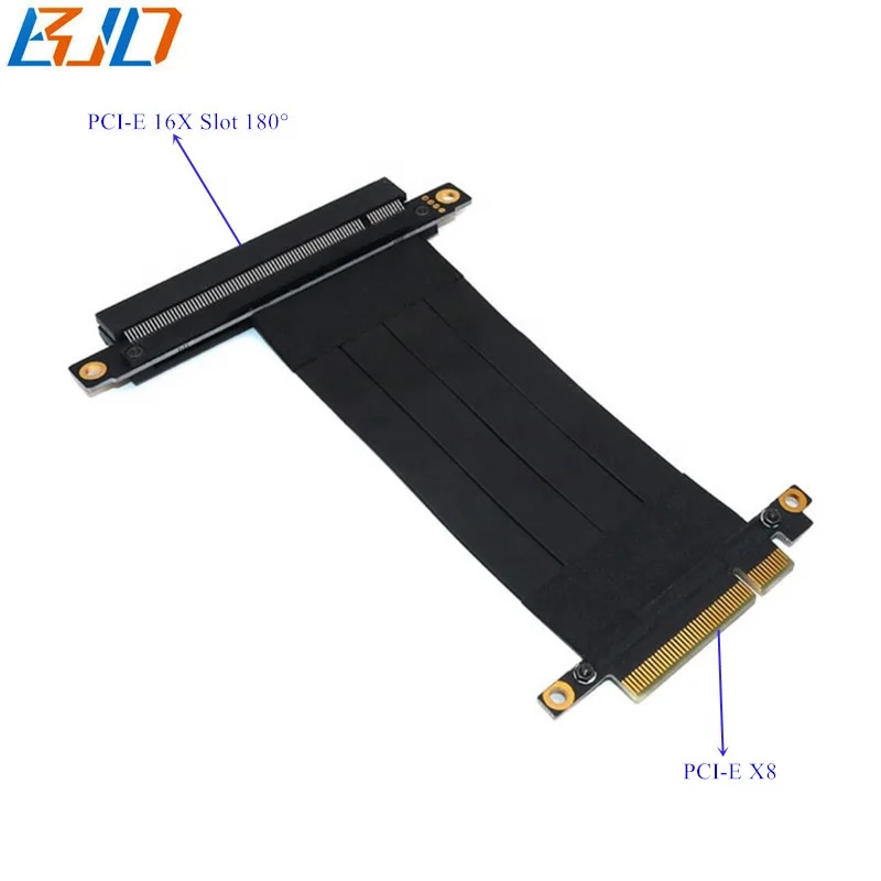 

PCI Express PCIe 3.0 16X to 8X Extender Riser Card, PCI-E X16 to X8 Flexible Extension Cable 180 Degree 10 ~ 100CM