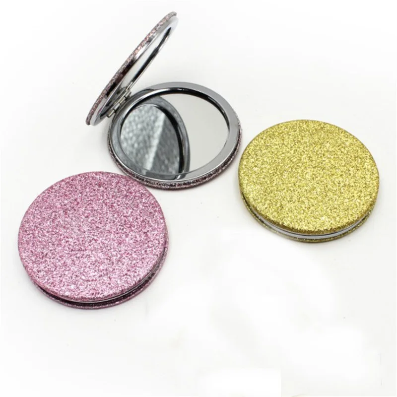 

Round Foldable PU Leather Glitter Makeup Cosmetic Mirror