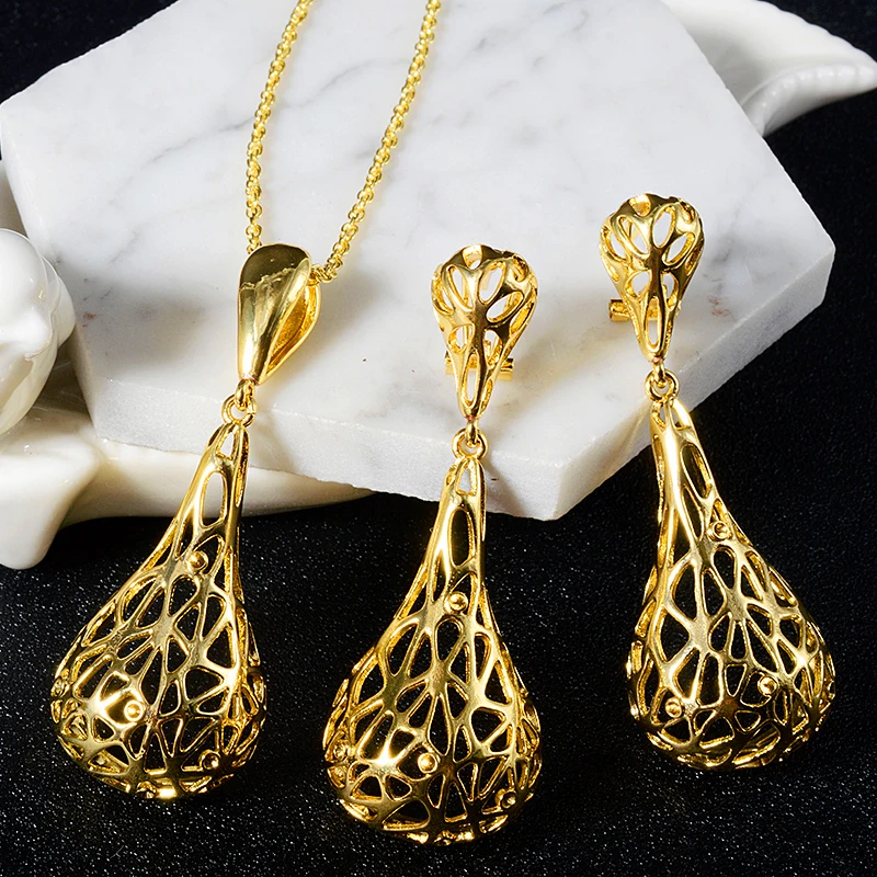 

Fashion Jewelry Copper Jewelry Sets For Women 2021 New Design Necklace Earrings Pendant High Quality Trendy Gift