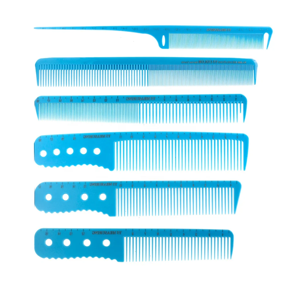 

High temperature PP material salon 6 designs comb for barbers cutting hairdressing combs professional, Blue