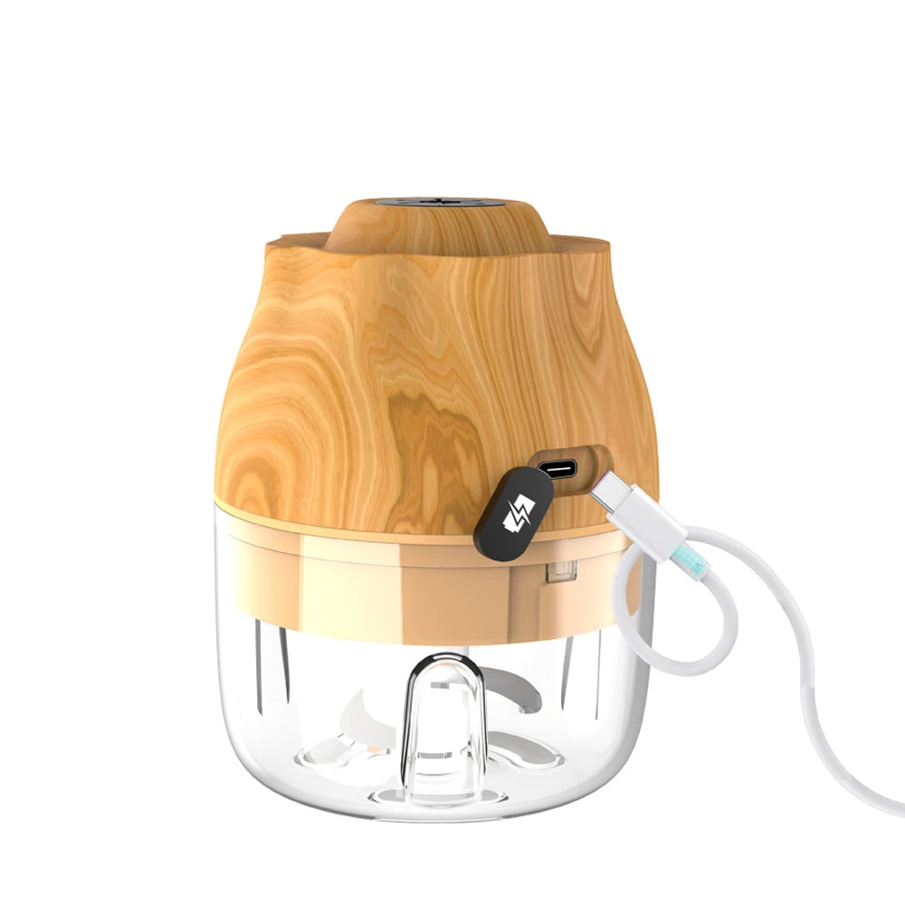 

Electric Meat Grinder Durable 250ml Mini Food Chopper USB Charging Ginger Crusher For Kitchen Tools, Deep wood grain or light wood grain