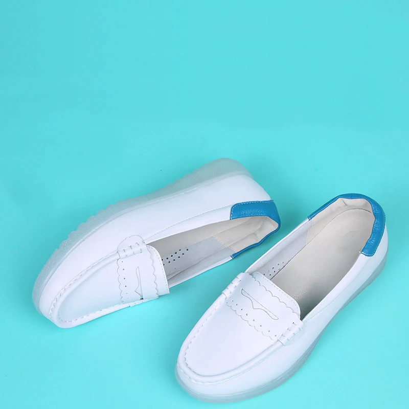 

White Breathable Cowhide Nurse Shoes Hospital Medical Shoes for Females