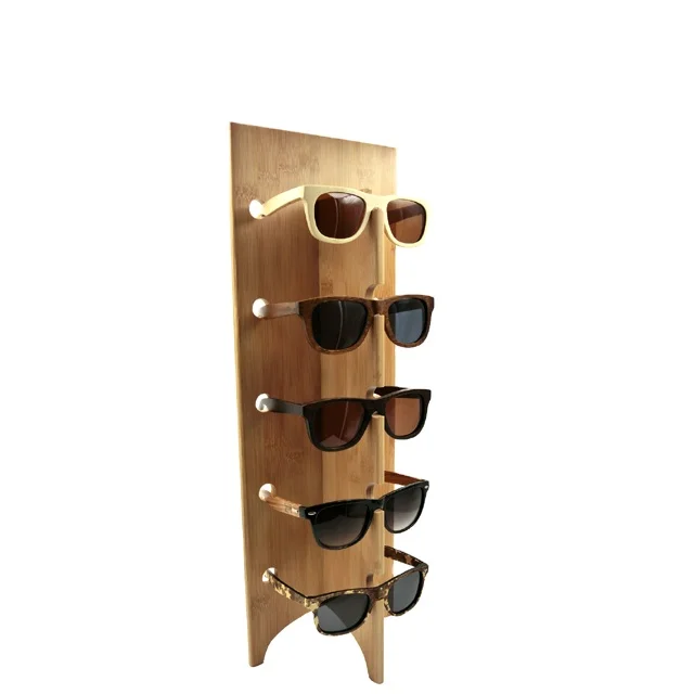 

Eco friendly custom logo bamboo wooden sunglasses display stand