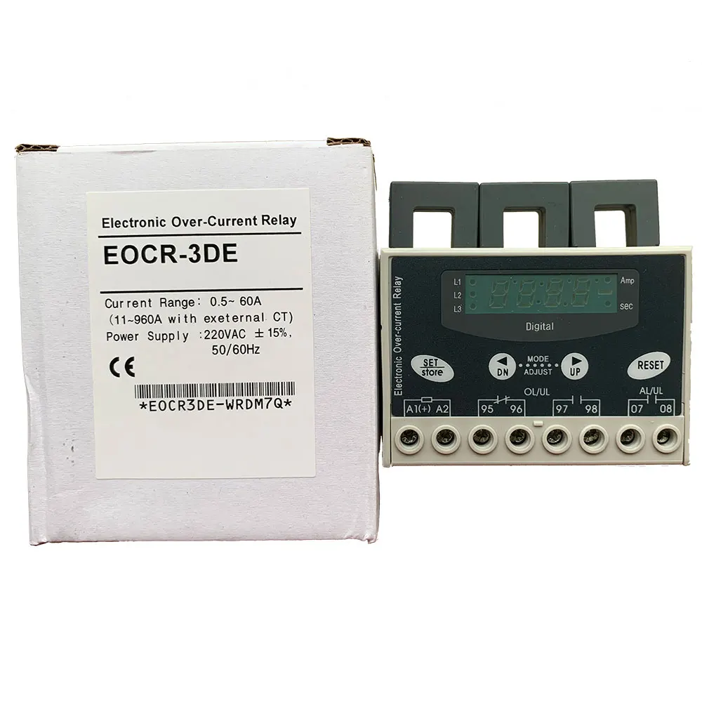 OEM brand made EOCR-3DE EOCR-3EZ Electronic Over Current Relay 0.5-60A 220V EOCR AC Digital Overcurrent Relay