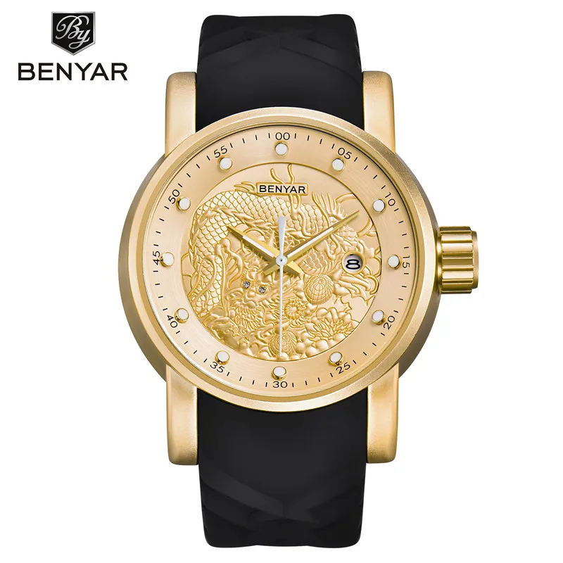 Benyar 5115 Man Watch Luxury Sports Casual Waterproof Dragon Mens Watches