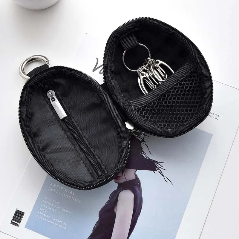 

Creative PU Key Wallet Key Holder Organizer Keychain Unisex Oval Bag Housekeeper Multifunction Car Key Coin Purses