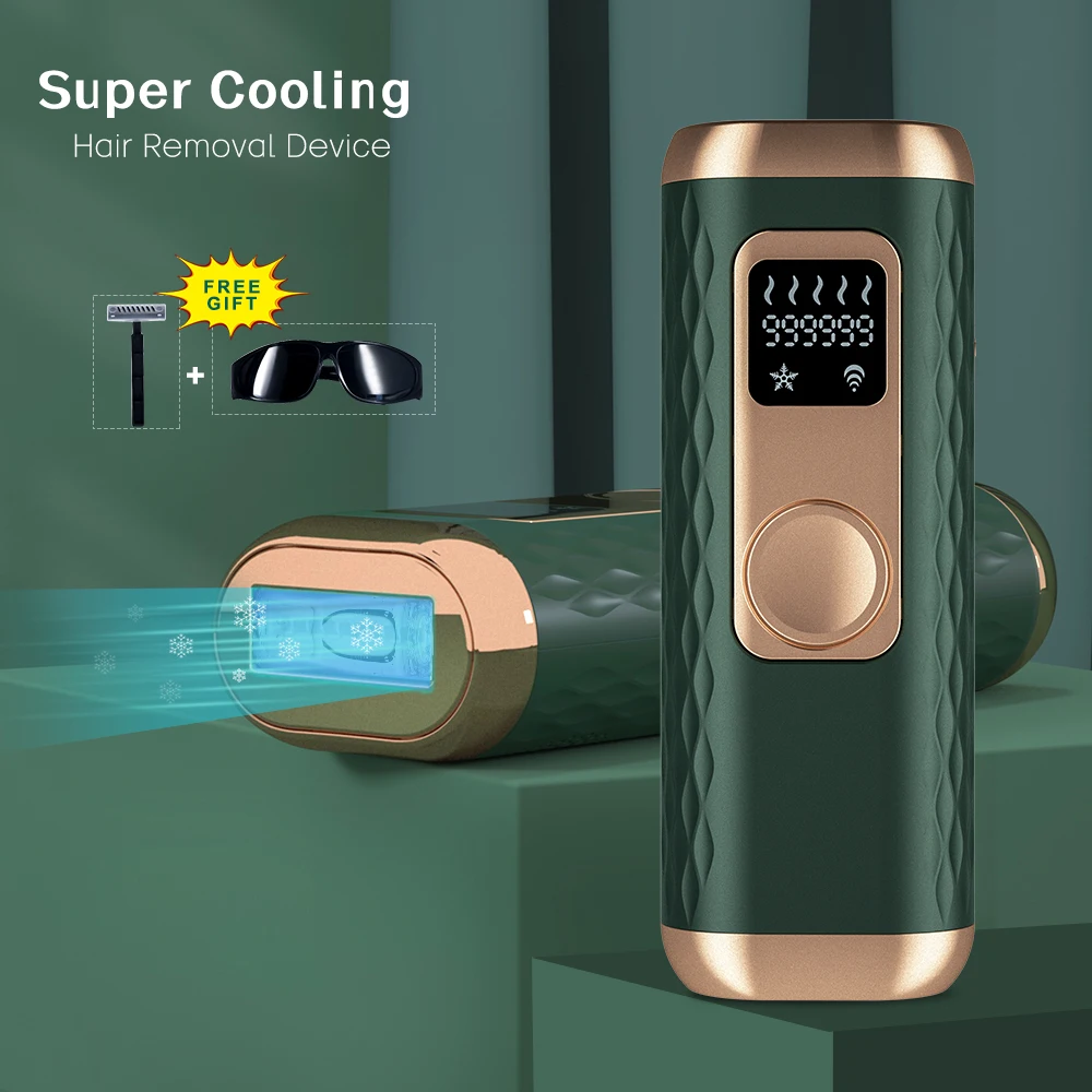 

Woman Personal Skin Device 900000 Flashes Laser Home Ipl Hair Removal ice Cooling For Body Face Bikini, White+rose gold