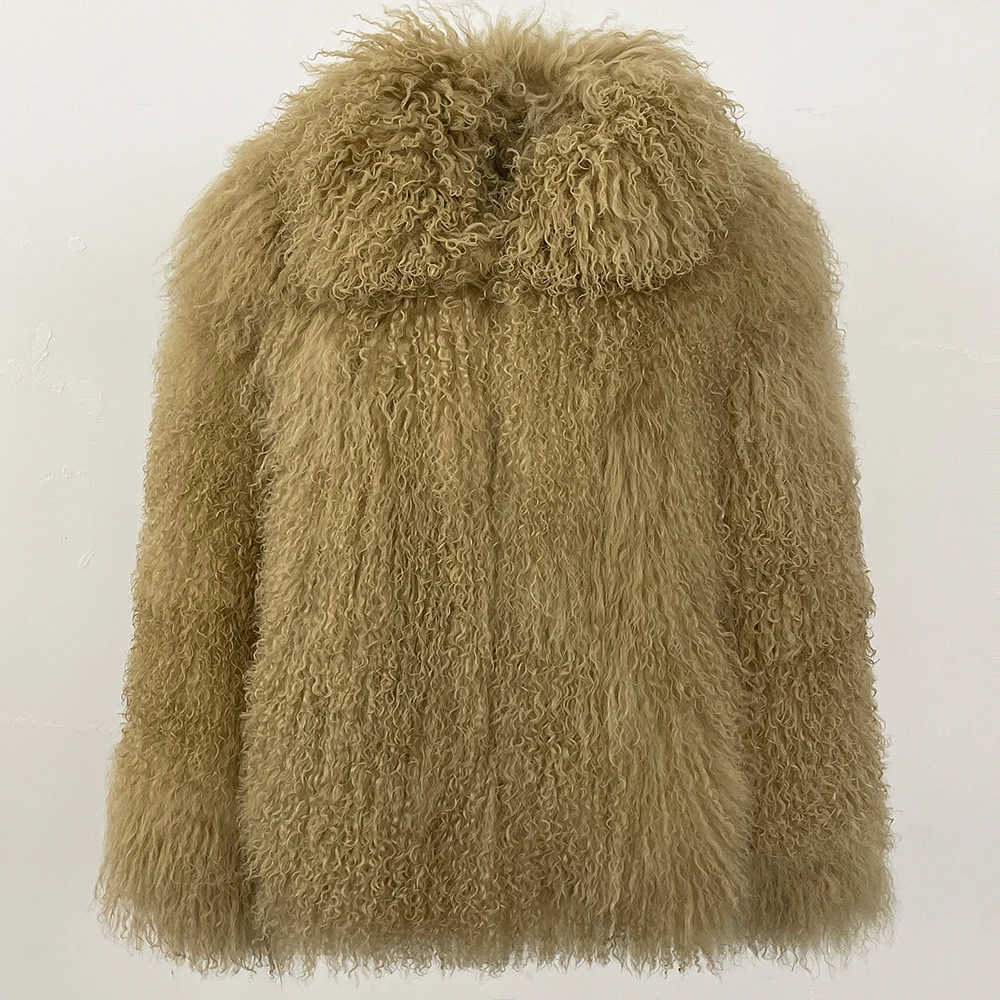 OFTBUY Fashion Autumn Winter Large Thickened Warm Turn-down Natural Sheep Fur Cashmere Jacket Women Short Coat Casual Elegant