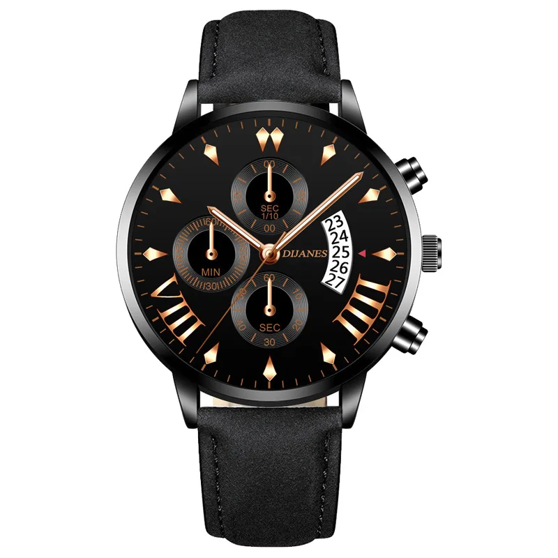 

2022 New Mens Watches Stylish Business Leather Buckle Wristwatches Chronograph Casual Quartz Watch For Men Gift, 11-colors