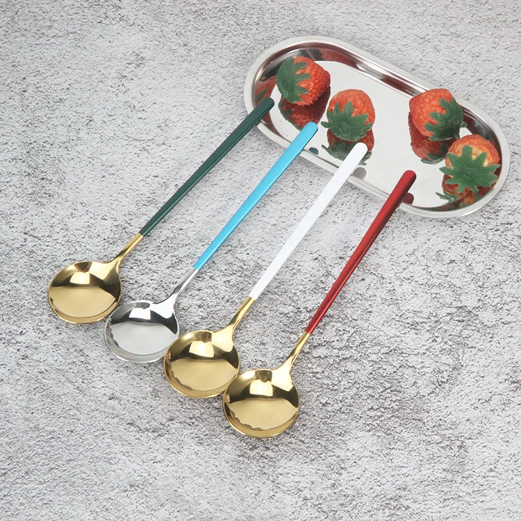 

Eco-friendly Stainless Steel 304 Coffee Spoon Ice Cream Dessert Small Round Shape Spoon