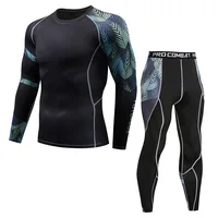 

Custom Sublimation Sports Wear MMA Rash Guard For Men Shirt Amd Legging Two Piece Set