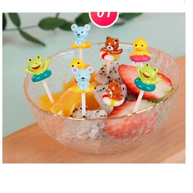 

Bento accessories high quality Food grade plastic party food picks frog shape fruit fork animal food picks, Picture