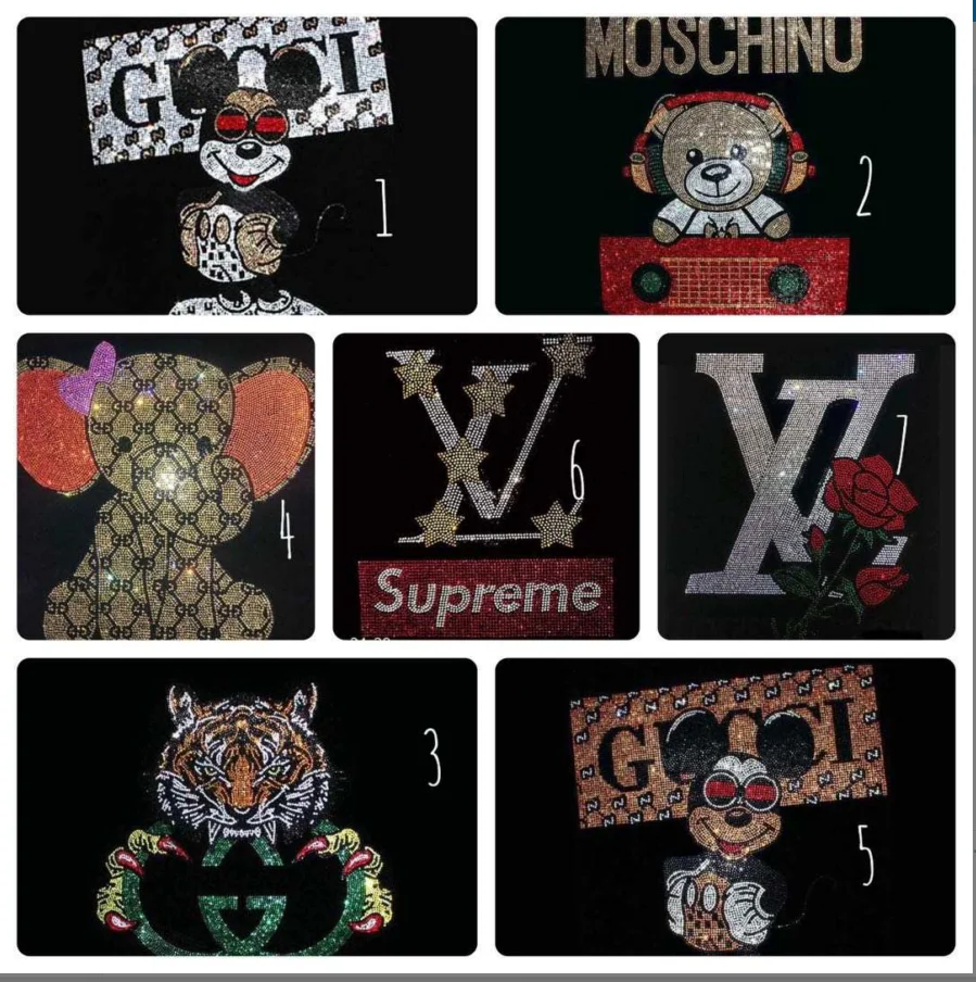 

Bear Crystal Hotfix Rhinestone Heat Transfer Iron On Bling Transfer