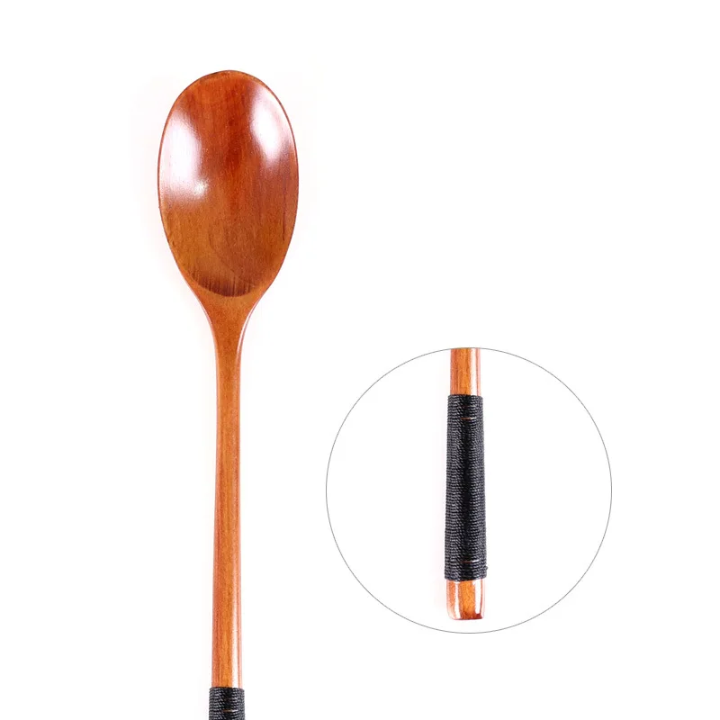 Image of Japanese Korean Style wooden spoon straight handle wood spoon
