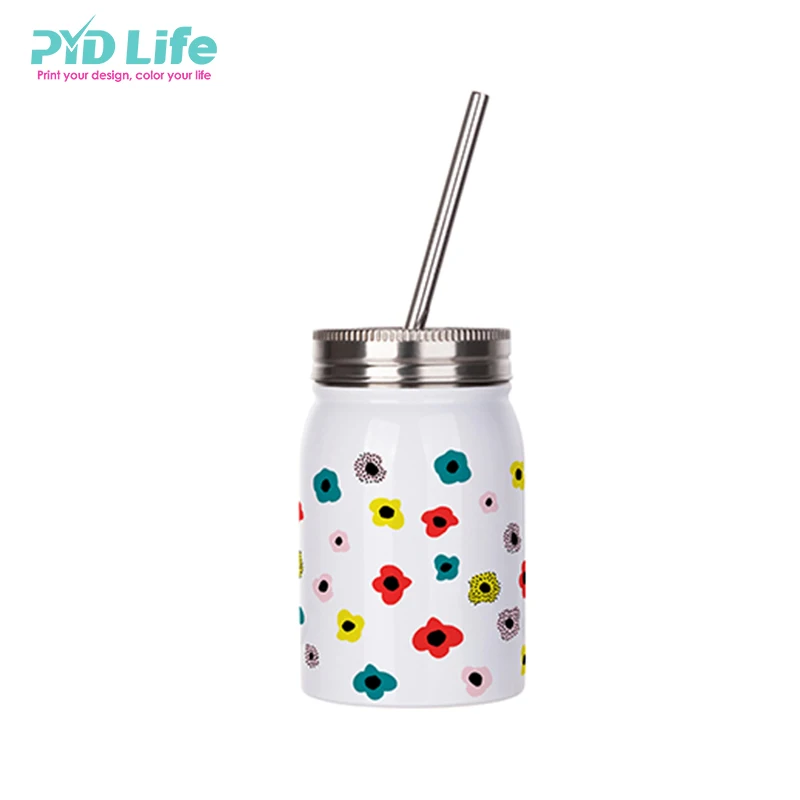 

PYD Life Wholesale Water Bottle Mason Jar Travel Stainless Steel Custom Mugs Tumbler Mugs With Lid And Straw, White