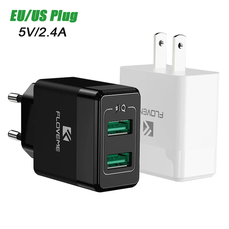 

Free Shipping 1 Sample OK FLOVEME Universal 5V 2.1A EU Plug US Plug Wall Charger for iPhone Mobile Phone USB Fast Charger