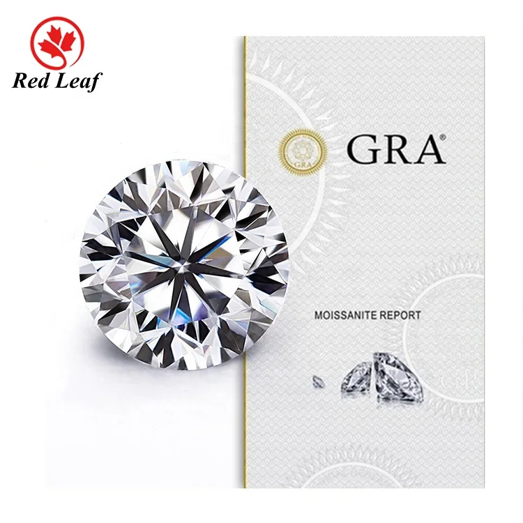 Redleaf Loose Moissanite GRA Moissanite D VVS Mossanite Stone 5mm 6mm 6.5mm 8mm Round Cut Moissanite Diamond