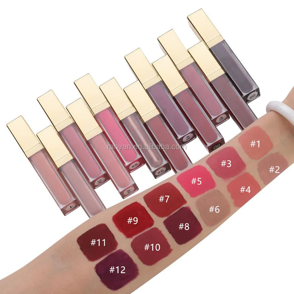 

Hot Sale MOQ 50pcs Wholesale round tube liquid lipsticks, 12