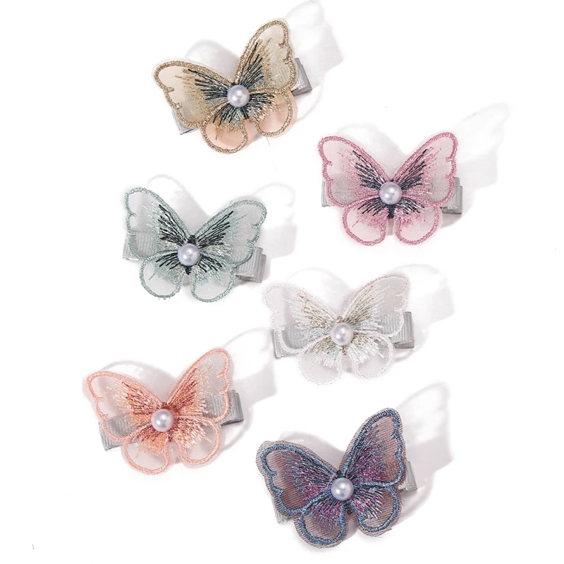 

Fashion 6 Colors Options knitting Butterfly Pearl Hair Clips Accessories for Women 2022, Colorful