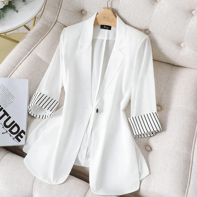 

New Blazers Women Office Ladies Women'S Formal Coat Work Dress Blazer Jacket Fancy Formal Custom Chic Blazer For Women, White/blue/black