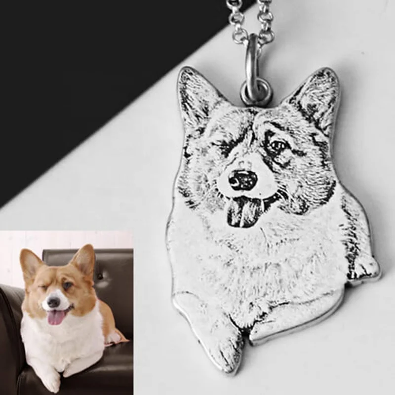 

New custom necklace stainless steel custom photo necklace custom jewelry pendant necklace Animals Pet Cat Dog Lover DIY Gift