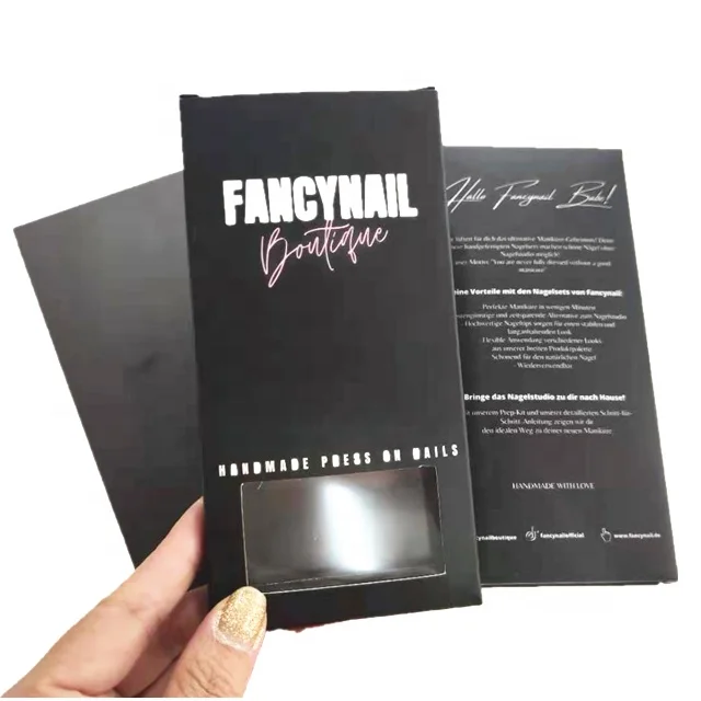 

Custom Printing Logo Long False Nail Packaging 20 Nails Boxes with Insert Card to Stick the Nails