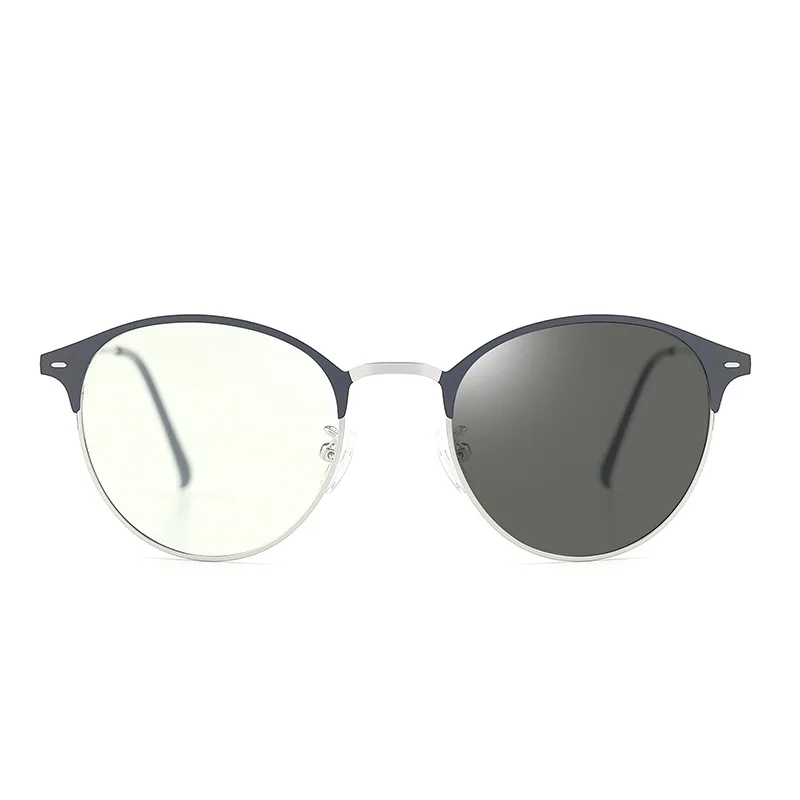 

DCOPTICAL 2021 Anti blue light computer gaming block light mobile phone browline photochromic metal nail round optical frame