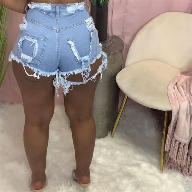 

Custom Casual Washed Ripped Denim Shorts Women Casual Distressed Pant Short Jeans