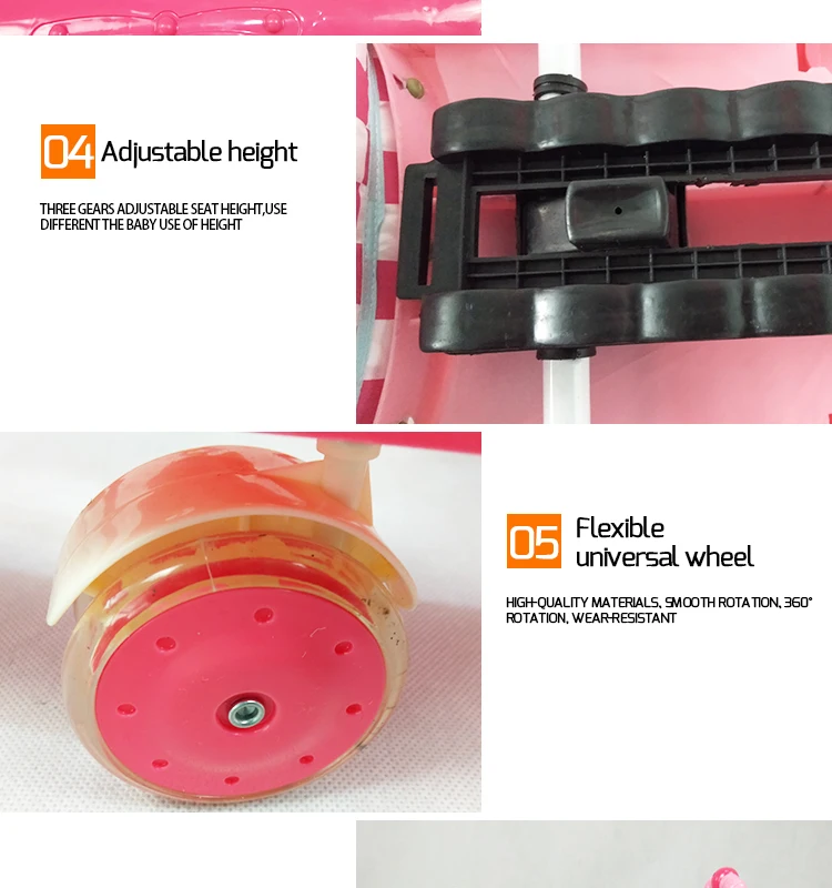 baby walker with plastic wheels can add push bar and canopy