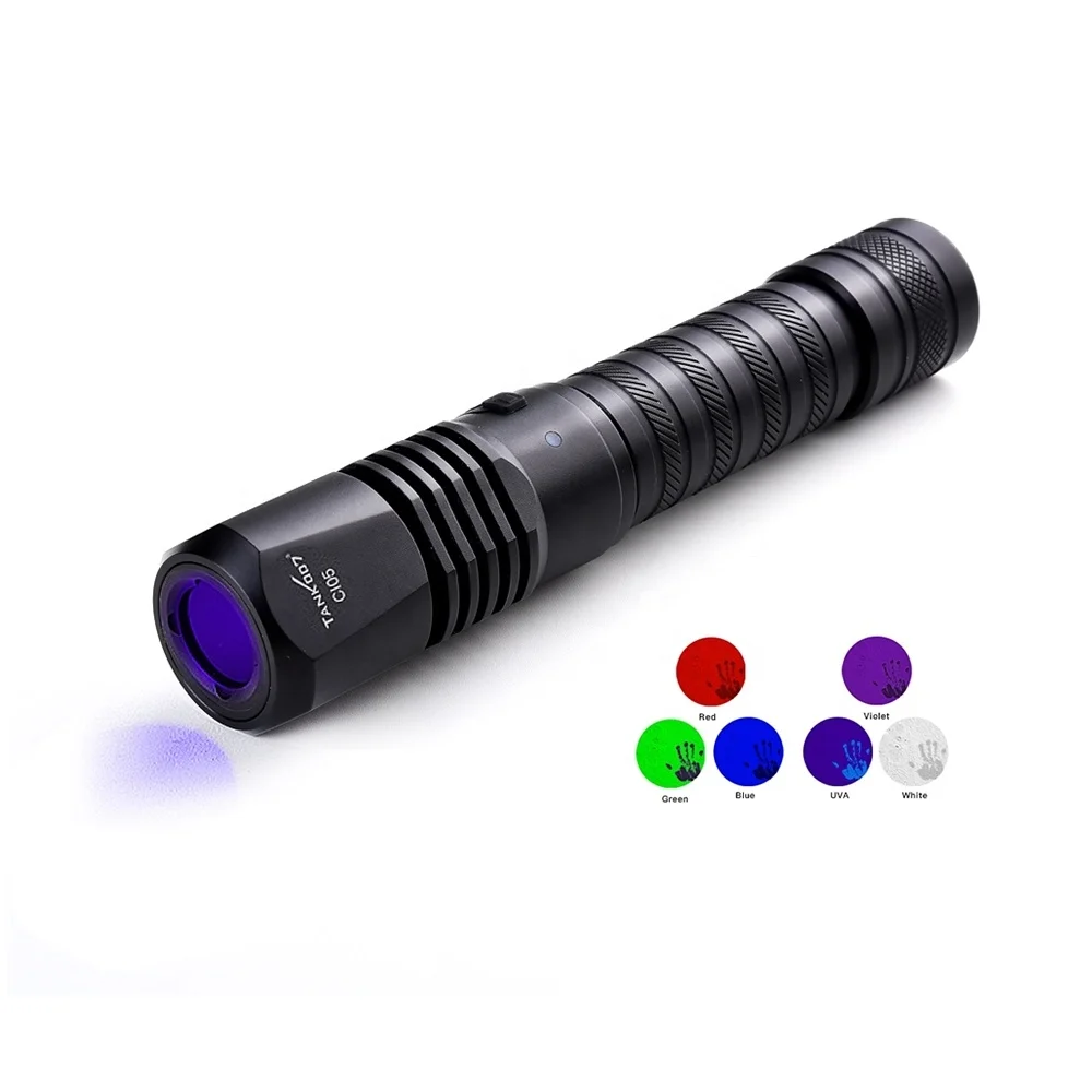 Tank007 USB rechargeable forensic 365nm uniform lamp CSI torchlight even blacklight 365 nm  LED light uv flashlight torch