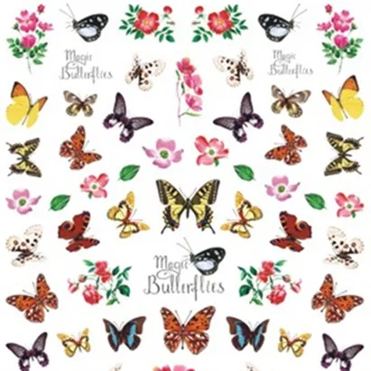 

R334-339 Factory Supply Colorful 3D Sticker Butterfly Nail Wraps Nail Art Decal Decoration, As picture show