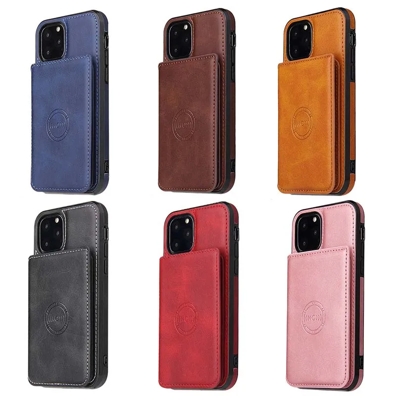 

Crazy Horse Texture PU Leather Wallet Phone Case With Card Slots Back Cover Case For iPhone 11 Pro Max, Multi colors