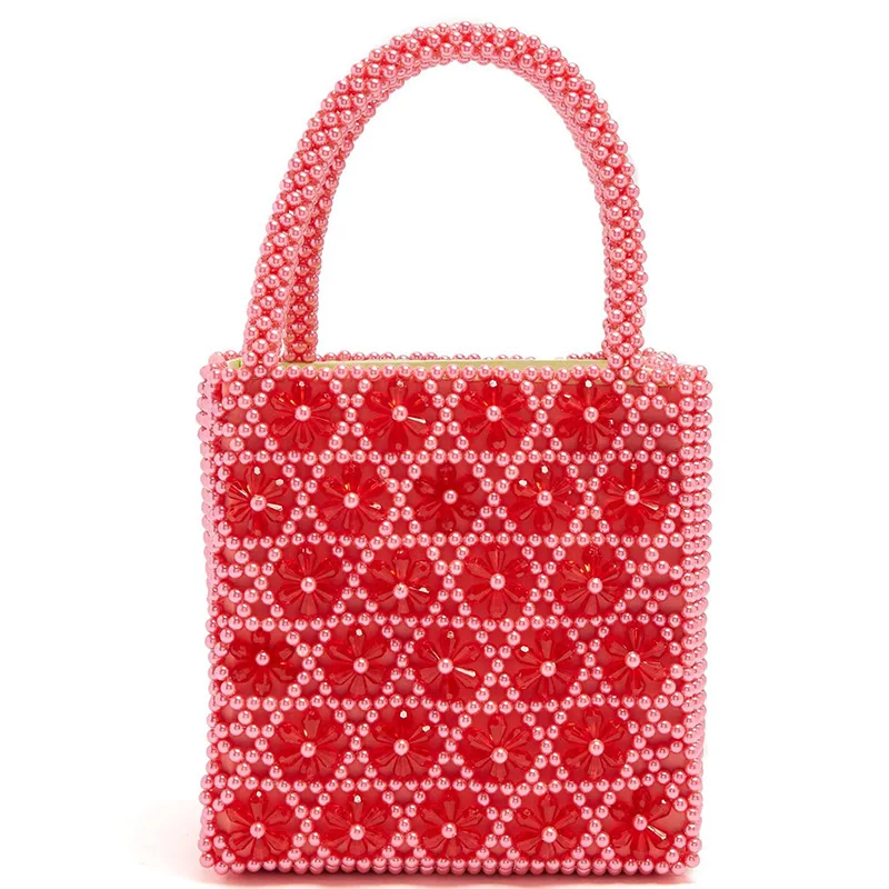 

Fashion luxury shopping evening bag cosmetic bags woven cute women hand bags pearl beads handbags wholesale custom, Customizable