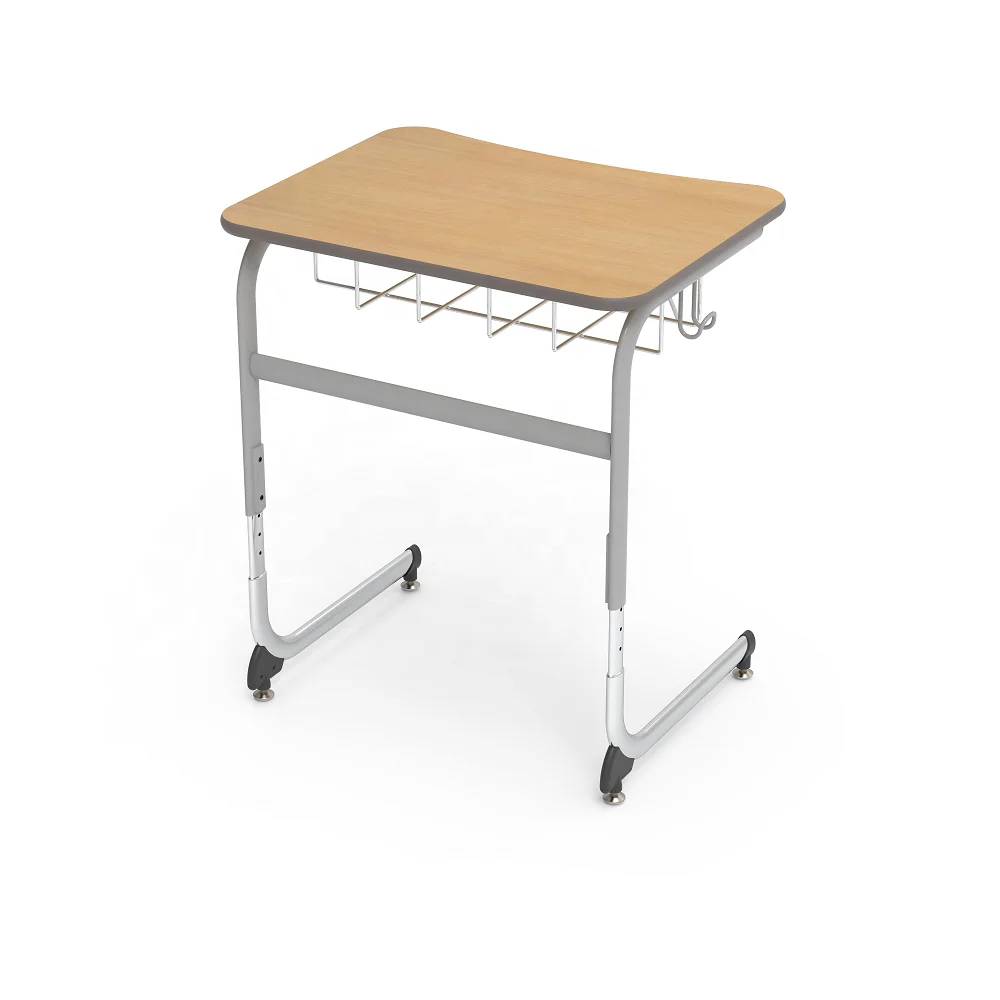 

High Quality School Furniture Supplier Height Adjustable Plating Single Student desk and chair