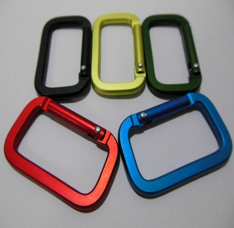 
Custom square aluminum clip keychain rectangle carabiner with strap 