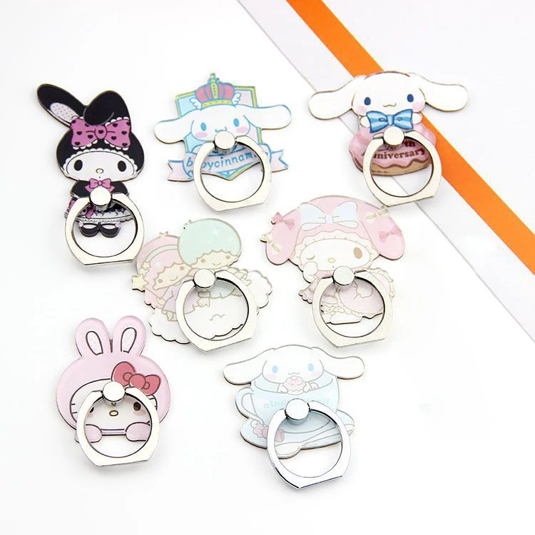 

Phone Accessories for Ring Holder Cartoon Hello Kitty My Melody Cinnamoroll Stents Mobile Stand Tablet Gadget Bracket DIY Gift