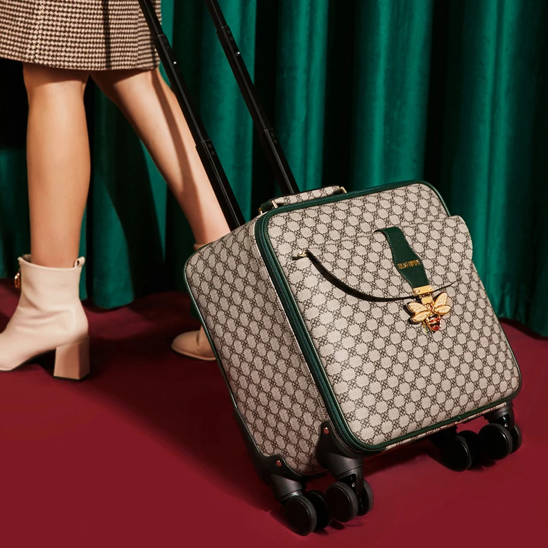 

Women fashion PU luggage cabin trolley SUITCASE