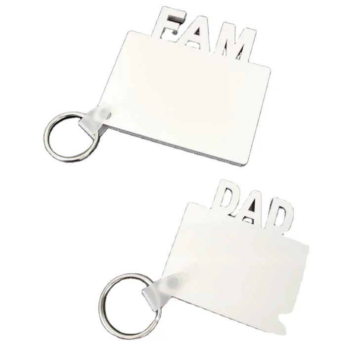 

MOM DAD FAM Sublimation Blank Keychain Party Favor MDF Wooden Key Chain Pendant Double-sided Thermal Transfer Key Ring