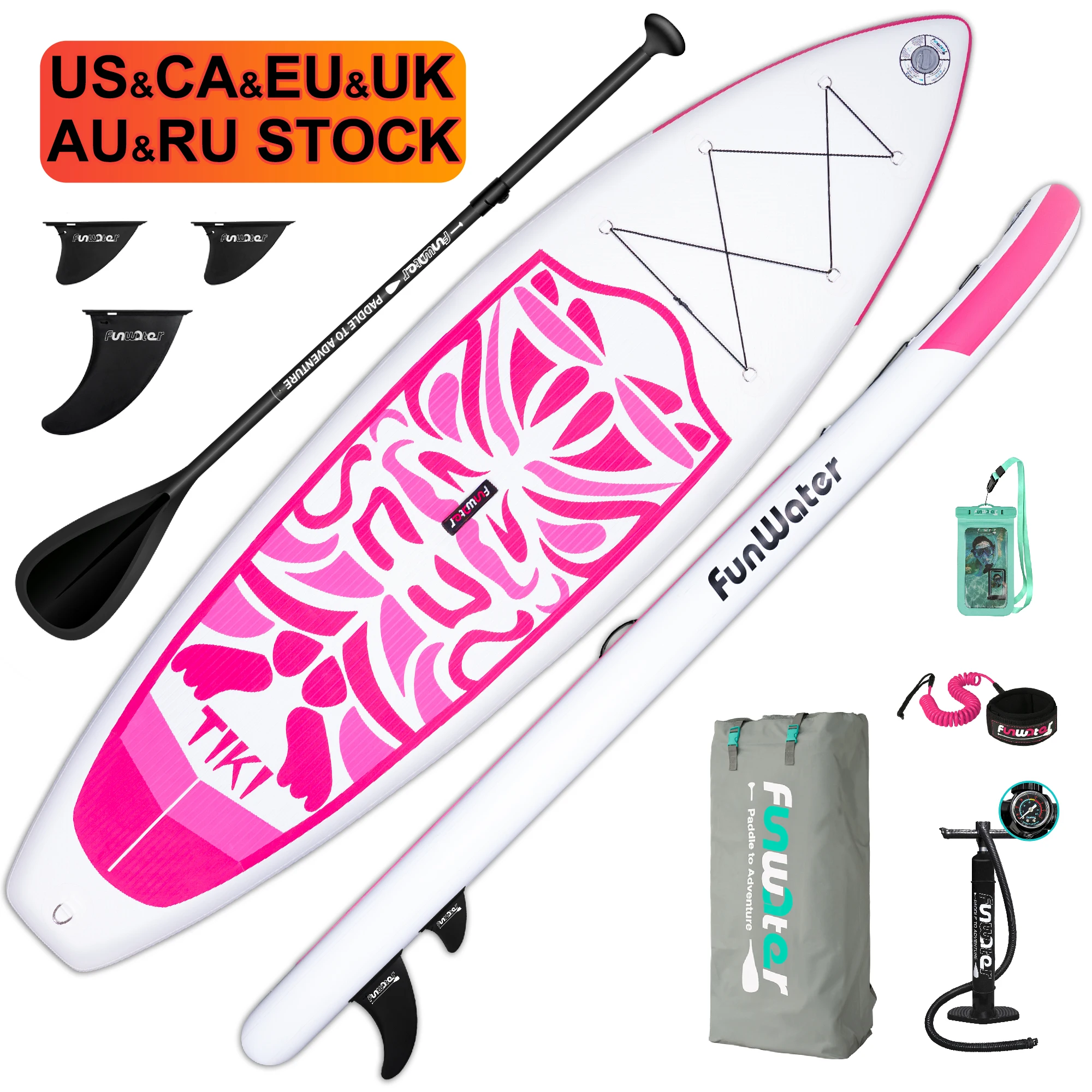

FUNWATER Dropshipping OEM 10'6" Pink Inflatable Sup Stand Up Paddle Board paddleboard soft surfboard waterplay surfing