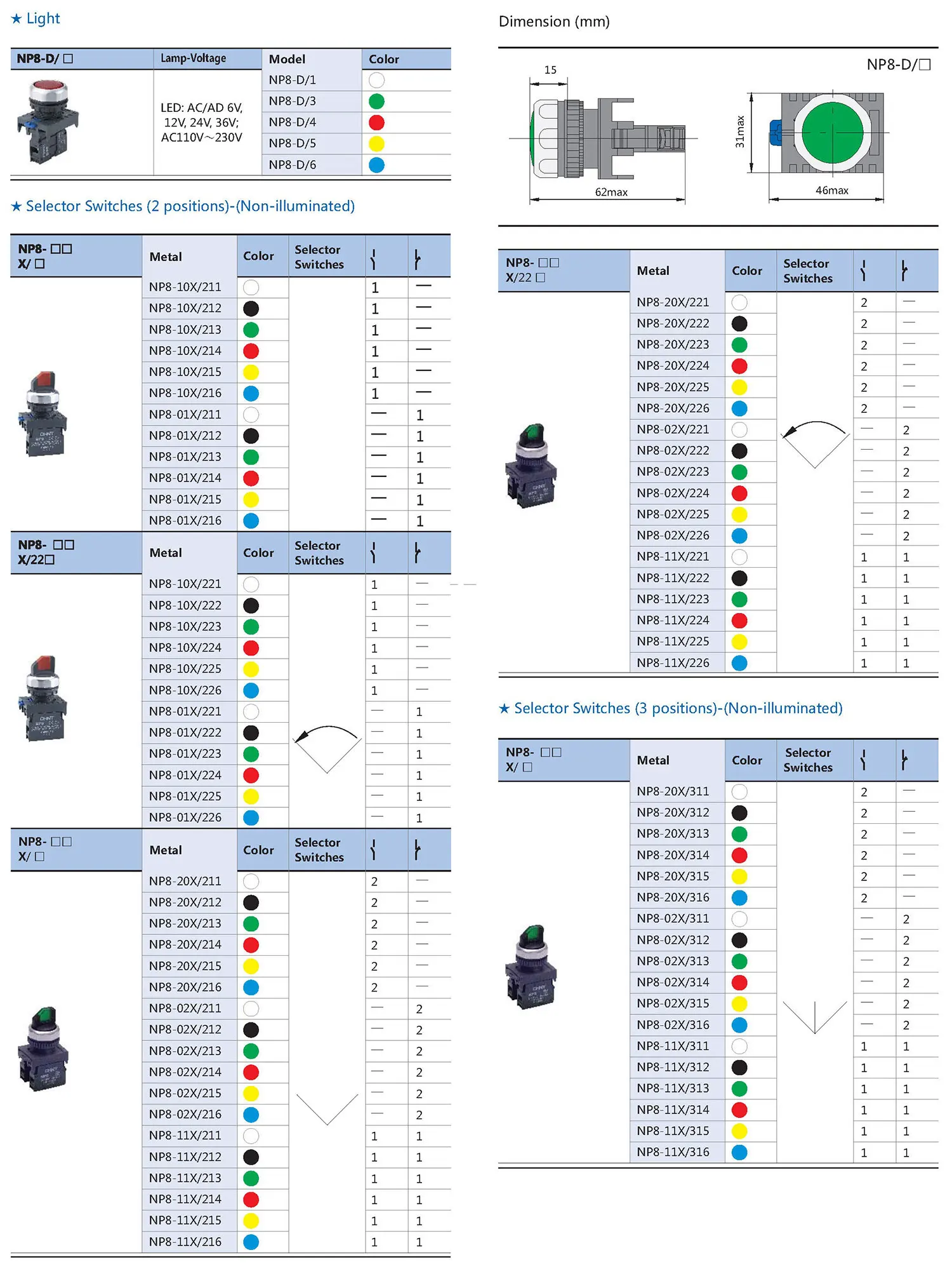 Chint NP8 NP8-11ZS/14 NP8-20X/31 NP8-11BN/2 NP8-11BN/4 NP8-10BN/2 NP8-10BN/3 NP8-11X/212 CHNT IP65 Waterproof Pushbutton Switch