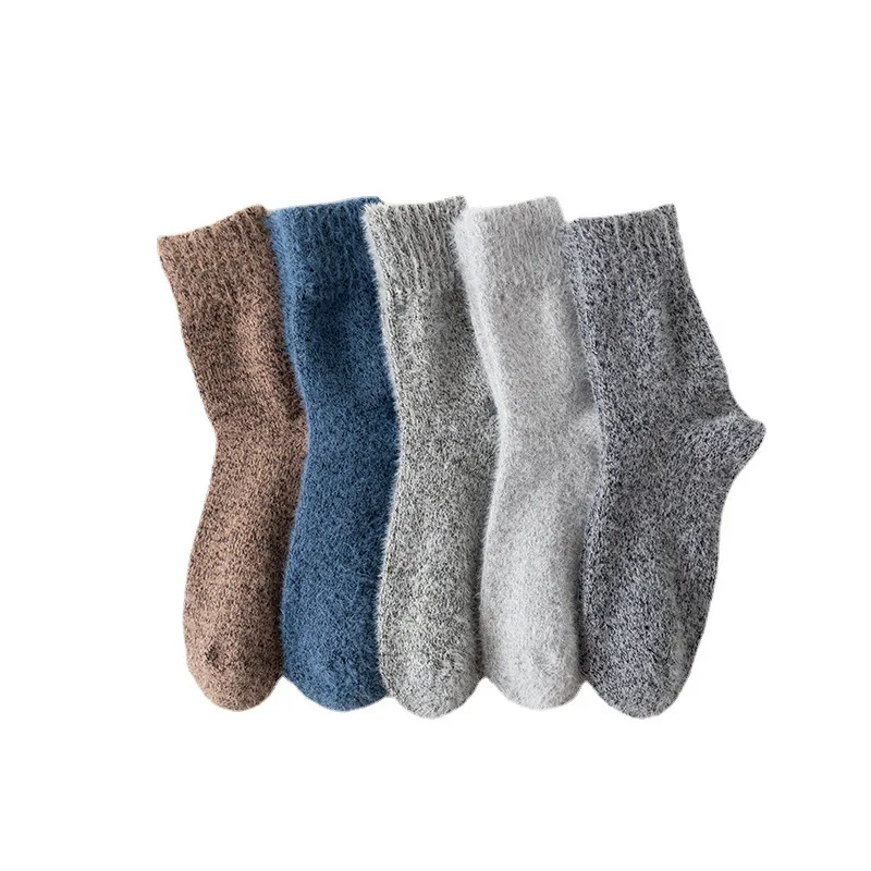 Autumn Winter Men Thick Wool Socks Men Solid Retro Striped Soft Warm Imitated Mink Wool Socks Gift