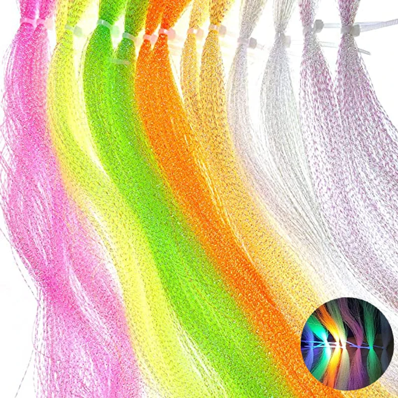 

Vampfly UV Fluorescent Crystal Flashabou Krystal Tinsel Flash Fly Tying Material For Saltwater Rig Sabiki Rig Material, 7 color