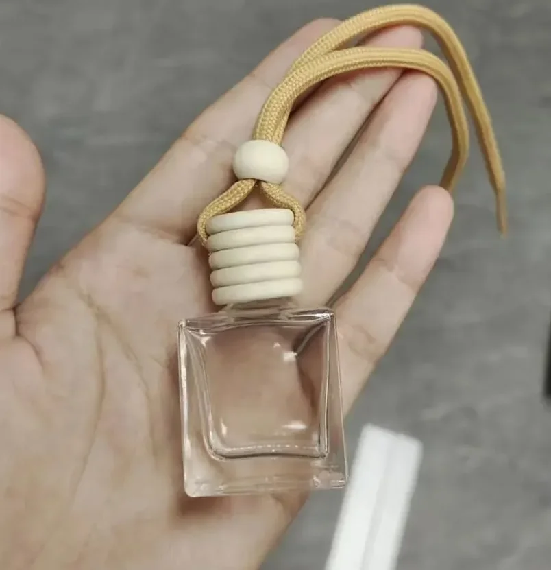 8ml Good Quality Square Shape Car Perfume Bottle Car Air Fresher Reed Diffuser Bottle Car Vent Clip Scented Oil